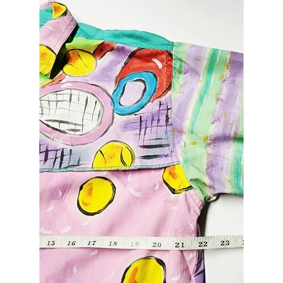VTG 80s Encore By Silkscapes Hand Painted Tennis Button Up Shacket Size Small P - Picture 5 of 15